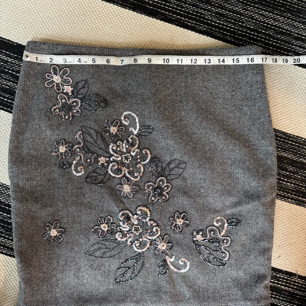 Laundry By Shelli Segal 2pc Wool Skirt Suit Herringboned Flower Embroidery - Picture 13 of 16
